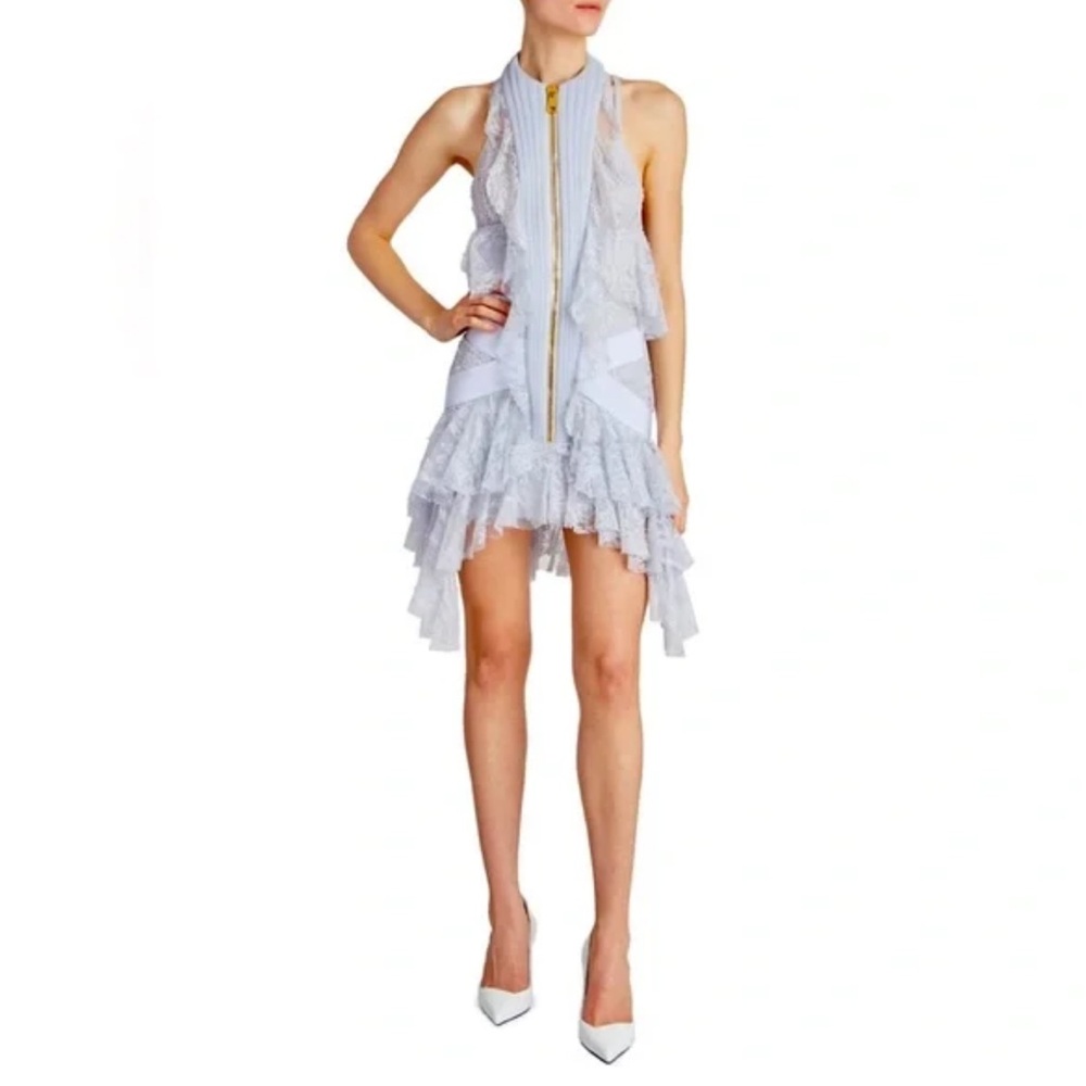 NWT BALMAIN LACE MINI DRESS WITH ASYMMETRIC CUT